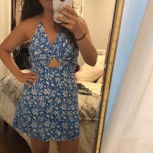 Blue halter mini dress